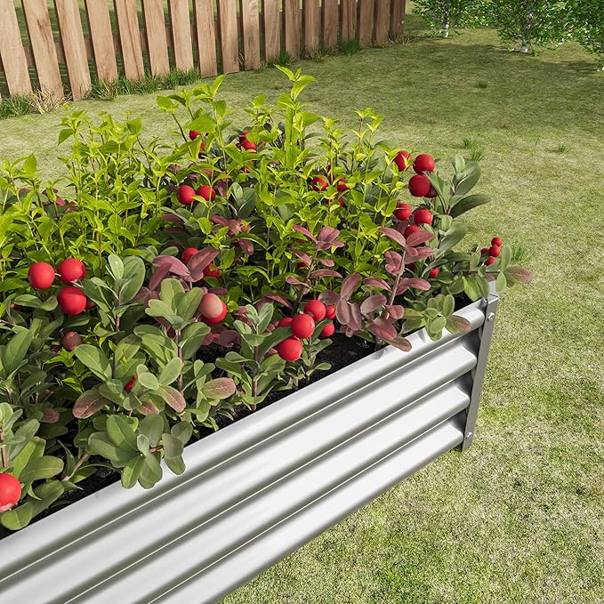 Metal Raised Garden Bed 4'x2'x1' Rectangular Planter Silver
