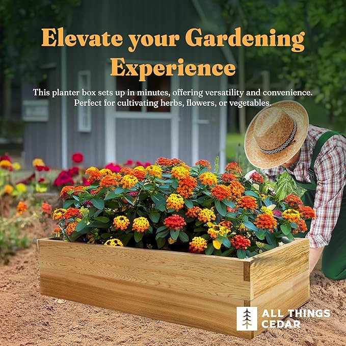 All Things Cedar 4x2 Ft Elevated Garden Box with Stackable and Expandable Design