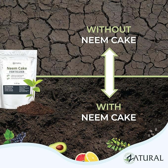 Zatural Natural Neem Cake Powder | Premium Organic Soil Conditioner &amp Plant Fertilizer | Azadirachta Indica Seed Meal (5 Pounds)