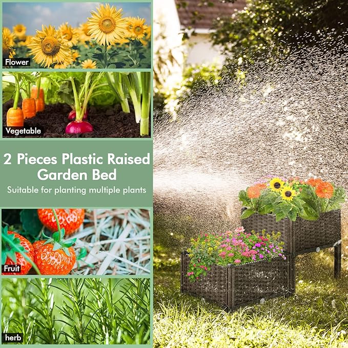 S AFSTAR Raised Garden Bed with Removable Legs &amp Brackets 4 Pack Elevated Garden Planter Kits for Flowers Fruits Vegetables Multiple Combination Planting Box Container for Garden Patio Balcony