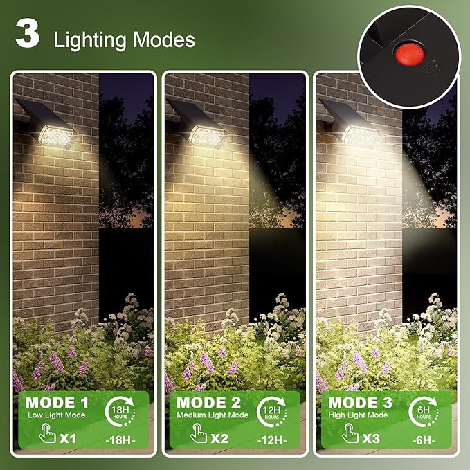 2 Pack Solar Spot Lights Outdoor 8 Lighting Modes Multicolor IP65 Waterproof Landscape Lighting for Garden Yard Patio – Solar Powered(Warm White2 Pack)