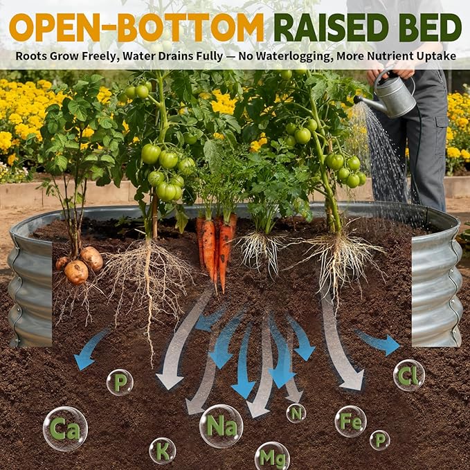 Galvanized Raised Garden Bed Outdoor Large Raised Bed for Gardening 2Pcs 6x3x1ft Oval Metal Planter Box for Vegetables Fruits Flowers Silver