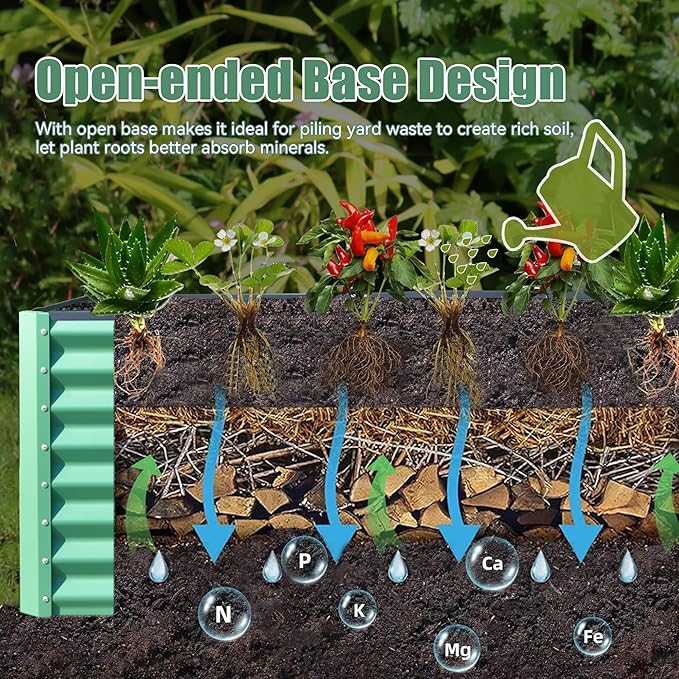 6x3x2ft Galvanized Raised Garden Bed Outdoor Planter GBoxes Large Metal Planter Box for Gardening Vegetables Fruits FlowersGreen