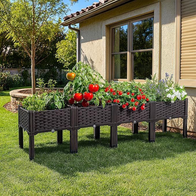 Raised Garden Bed with Legs Large Planter Box Raised Garden Beds Outdoor Rectangular Elevated Planter Box for Gardening Vegetables Flowers Fruits and Plants (63”*15.7”*14.5”)