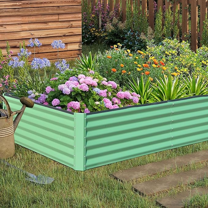 Galvanized Raised Garden Beds Outdoor 6x3x1.5Ft Planter Raised Beds Rot-Resistant Deep Root Planter Box for Vegetables Flowers and Succulents Green