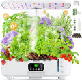 Misting Hydroponic Growing System Kit 15-Pods Indoor Smart Herb Garden Planter with LCD Touch Panel 6L Large Tank for Herb/Vegetables/Flowers/FruitsGardening Gifts for Women Men Beginners-White