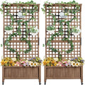 Yaheetech 72 H Garden Planter with Trellis for Vine Climbing Horticultural Plants Outdoor Raised Box with Drainage Holes Raised Garden Bed for Flowers Dark Brown 2pcs