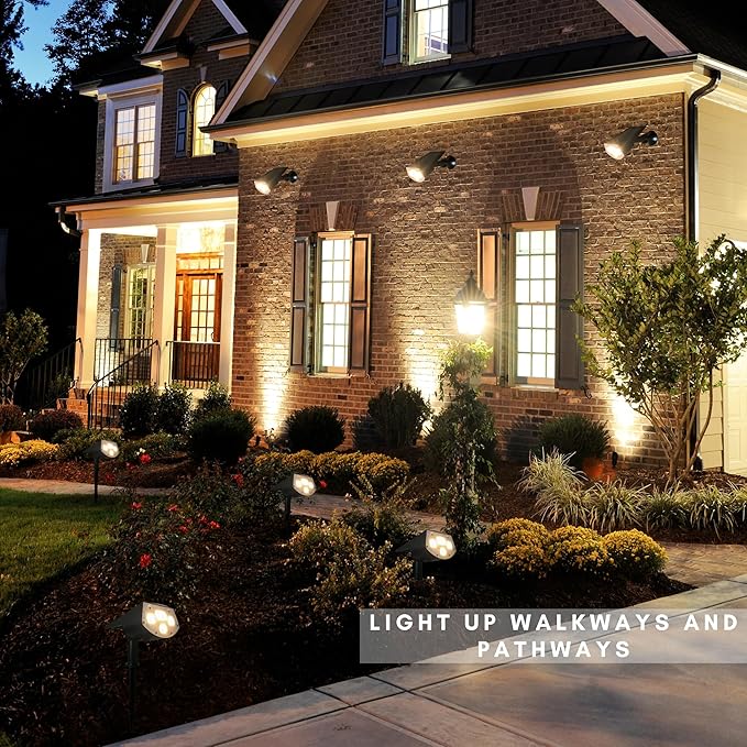 Solar Outdoor Lights 4-Pack Super Bright LED Spotlights Waterproof Garden Path Lights Yard &amp Landscape Lighting Auto On/Off Black