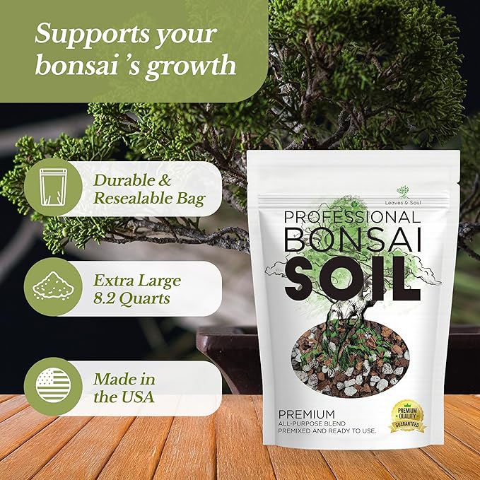 Large Bonsai Soil Premium All Purpose Blend | Pre-Mixed Ready to Use for Plant Support and Fast Drainage | Lava Limestone Pearock Calcined Clay and Pinebark | Extra Large 8.2 Quarts | Made in USA