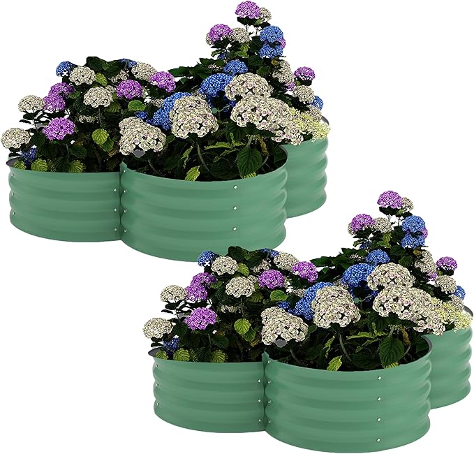 Garvee 2 Pack Galvanized Raised Garden Bed Outdoor Planter Box with Open Base for Herbs Veggies &amp Flowers. Rust-Resistant Raised Garden Beds Ground-Connected Design for Deep Root Growth