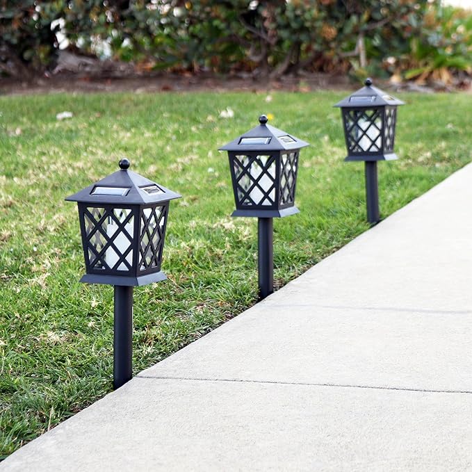 Alpine Corporation 16 Tall Outdoor Solar Powered Pathway LED Light Stakes (Set of 4)