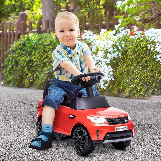 Qaba Land Rover Licensed 6V Ride on Push Car 2 in 1 Sliding Car Battery Powered Electric Car for Kids with Headlights Music Horn for 18-60 Months Red