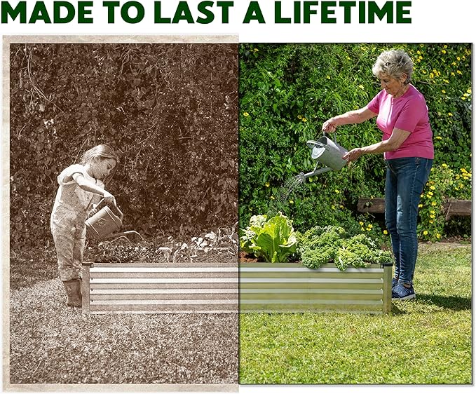 Plant &amp Plot Galvanized Raised Garden Beds Outdoor // 6×3×1 ft (2-Pack) Planter Raised Beds for Gardening Vegetables Flowers // Large Metal Garden Box // Patented Tool-Free Design (Silver)