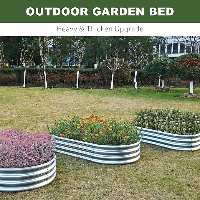Elevon 2PCs Galvanized Raised Garden Bed Kit Galvanized Planter Raised Garden Boxes 4x2x1ft