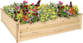 Sunnydaze Square Wood Raised Garden Bed - Outdoor Elevated Planter Box for Flower Vegetable and Herb Gardening - 4’ x 4’