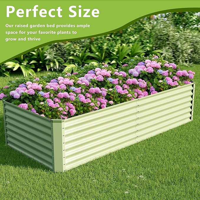 8x2x2FT Galvanized Raised Garden BedGalvanized Planter Boxes Outdoor Large Metal Raised Garden Beds for Vegetables-Green