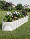 OUTLANE 8x2x2ft Raised Garden Bed - Durable Weather-Resistant Wooden Planter Box for Vegetables Herbs and Flowers - Easy Assembly Elevated Garden Bed for Small Spaces and Urban Gardening（Beige）