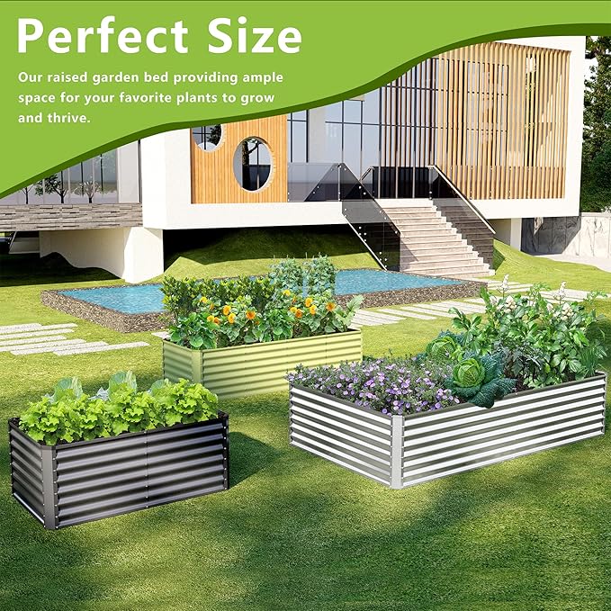 2PCS 4x2x2FT Galvanized Raised Garden BedGalvanized Planter Boxes Outdoor Large Metal Raised Garden Beds for Vegetables-Silver