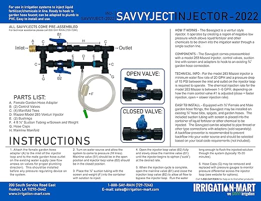 Savvyject Mazzei Injector Fertilizer Chemical We SAVVY Irrigation
