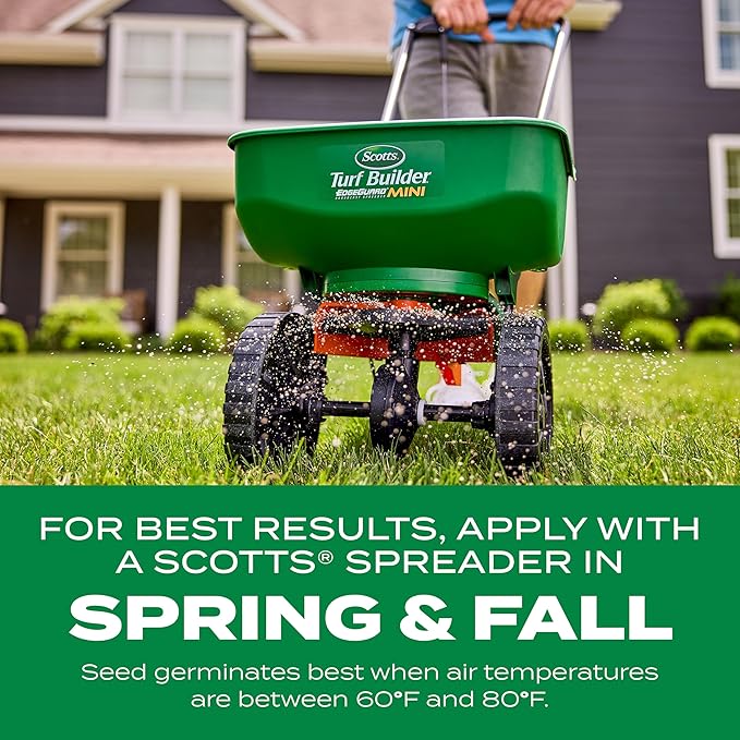 Scotts Turf Builder Thick'R Lawn Tall Fescue Mix Combination Seed Fertilizer and Soil Improver Thickens Thin Grass 12 lbs