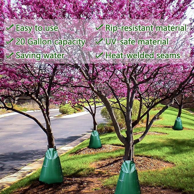 10 PCS 20 Gallon Tree Watering Bags Reusable Heavy Duty Slow Release Tree Irrigation System for Trees Premium PVC Tree Drip Irrigation Bags