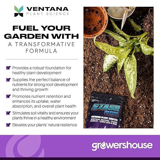 Stash Blend Premium Plant Additive Root Hormone for Plants - with Corn-Steep Liquor Seaweed Powder Humic Acid Mycorrhizae Microbial Bacteria Soluble Silicon - Ideal for Gardeners and Growers