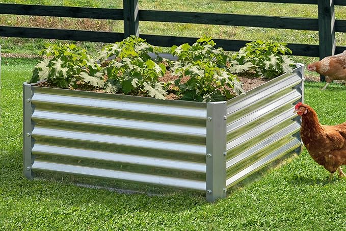 Arrow Sheds GrowIT Galvanized Steel Raised Flower and Plant Bed for The Garden or Greenhouse 36 x 36 x 17