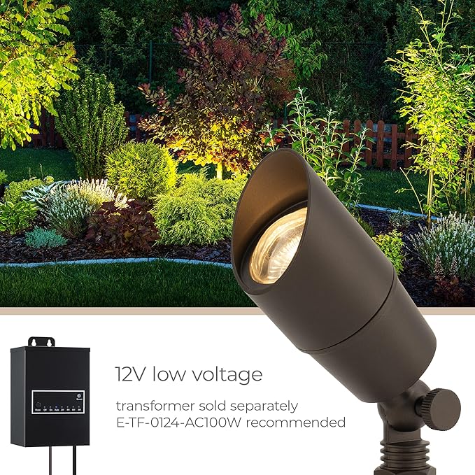 Amped Landscape Lighting 12V Accent Spot Light with MR16 Socket in Bronze Powder Coated Aluminum