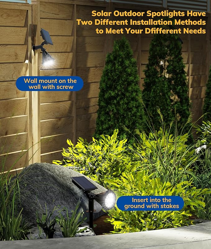 Solar Spot Lights for Outside 21 LED Outdoor Solar Lights for Yard 4 Pack Solar Spotlights Waterproof Auto On/Off for Landscape Wall Garden Pool Tree Pathway and Driveway(White)