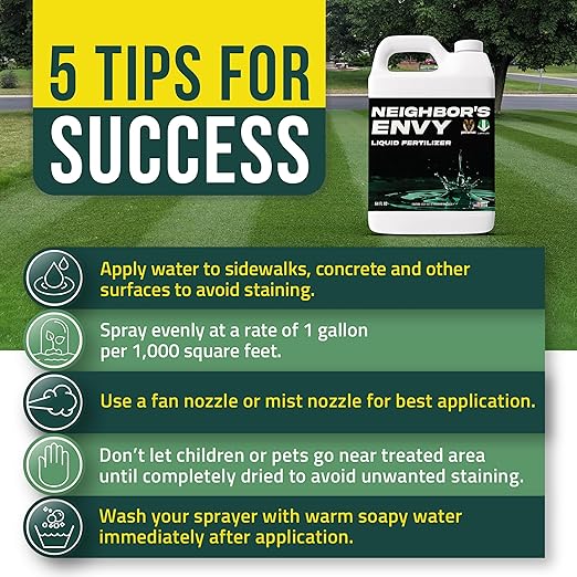 PetraMax Neighbor’s Envy Grass Fertilizer for Lawn &amp Garden 64 Ounce Covers up to 8000 sq.ft. 7-in-1 Liquid Lawn Fertilizer Concentrate for Deep Green Turf - Includes Nitrogen/Iron/Humic/Sea Kel