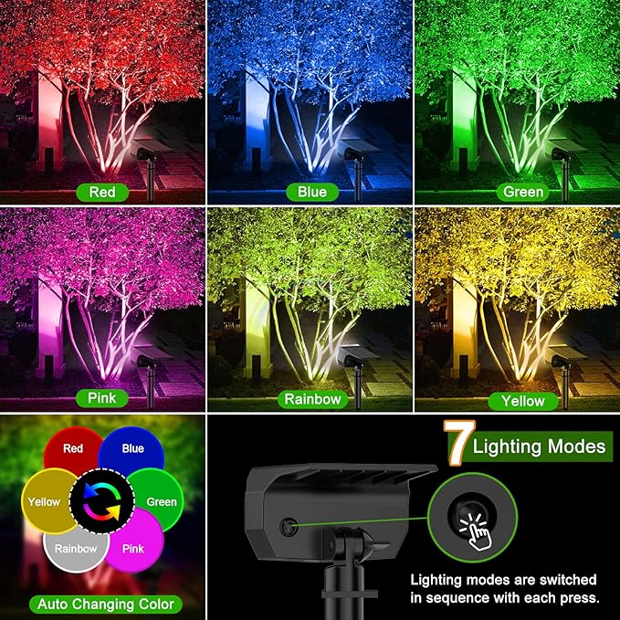 Color Changing Solar Spot Lights Outdoor 8 Pack&amp Solar Spot Lights Outdoor 8 Pack 57 LED Cool White