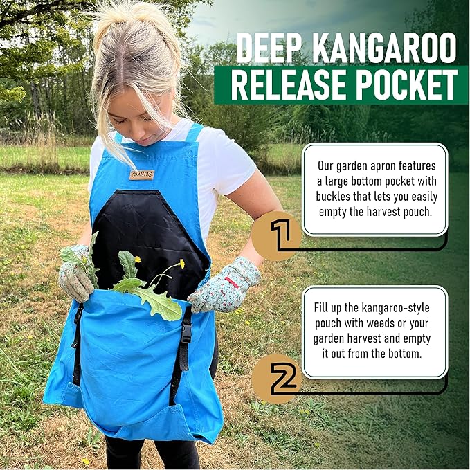 Grampa's Garden Apron - Cross Back Gardening Apron With Pockets For Women &amp Men | Harvest Apron with Large Kangaroo Pouch