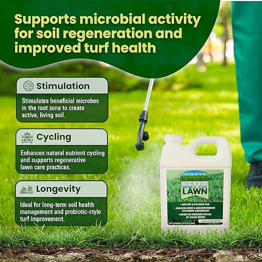 Bettr Lawn Liquid Lawn Aerator – Soil Activator &amp Clay Conditioner with Humic and Fulvic Acids – Grass Root Booster &amp Nutrient Enhancer Improves Lawn Health &amp Penetrates Compacted Soil –