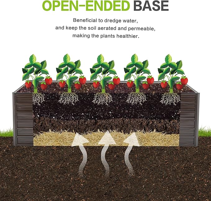 2 Pack Metal Raised Bed Garden Bed Kit 8x4x2ft Tall Galvanized Planter Raised Garden Boxes Outdoor Large Metal Raised Garden Beds for Flowers Vegetables Herbs