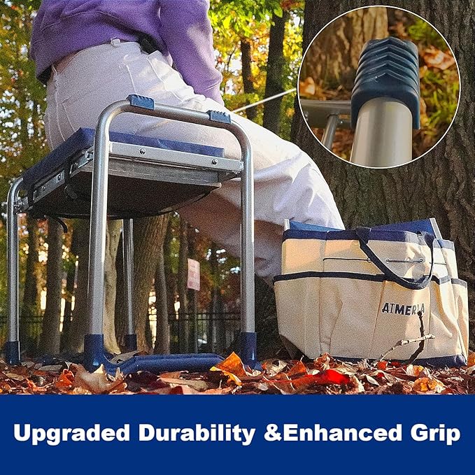 Aimerla K5 Foldable Kneeler Seat - Heavy Duty (Detachable Cloud Kneeler Pad) - Garden Stool - 2 Large Tool Bags - Portable Bench for Indoor &amp Outdoor