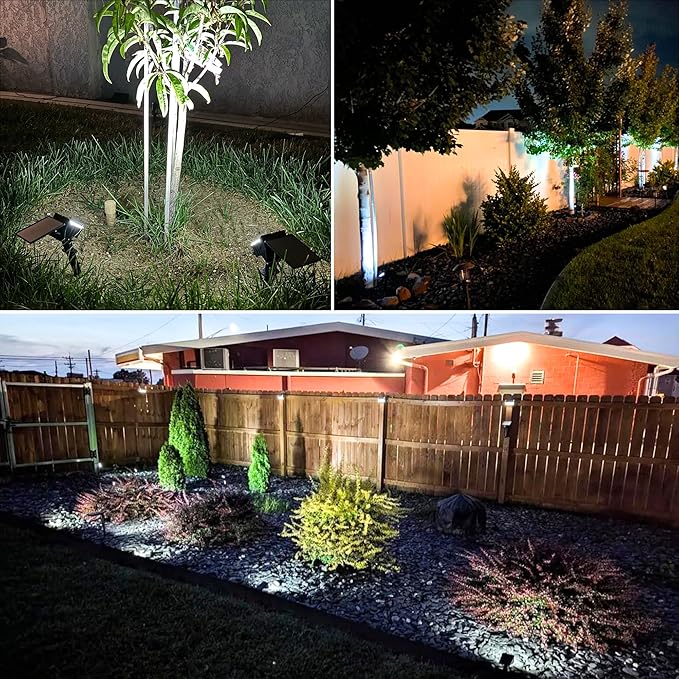 VOLISUN Solar Spotlight Outdoor IP67 Waterproof Solar Landscape Spot LightsUplights for Yard Garden Pathway - 8 Pack (Cool White) 27 LED 3 Lighting Modes