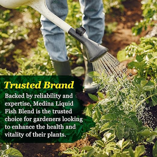 Medina Liquid Fish Blend Quart - 2-3-2 Fertilizer for GRO Bloom and Lush Gardens - Seaweed Enriched Plant Food for Vibrant Growth and Blooms - Available in 1 Qt.
