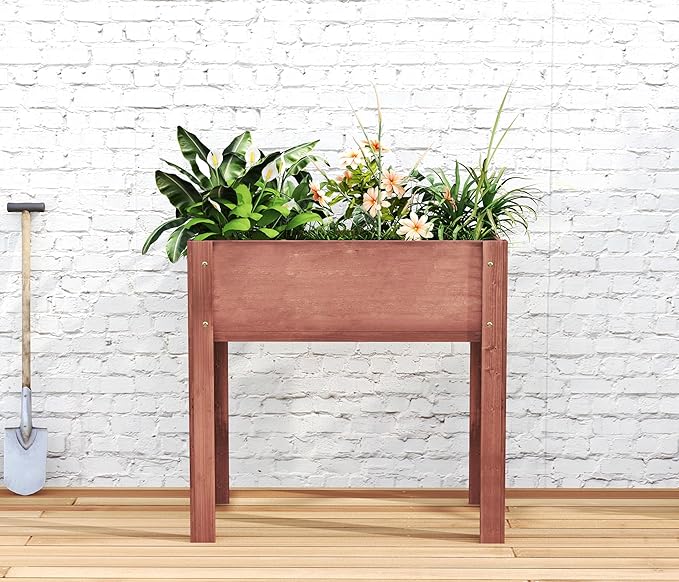 Raised Garden Bed with Legs (31x16x31'') Solid Wood Elevated Planter Box for Outdoor