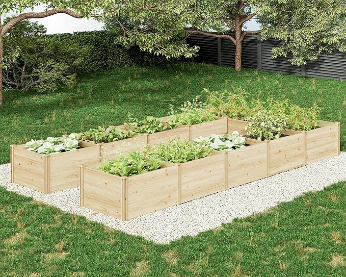 AMERLIFE U-Shaped Raised Garden Bed 7.5Wx15Dx1.6H Free Combination Outdoor Wooden Raised Garden Bed Planter with 19.6 Depth Planter Box