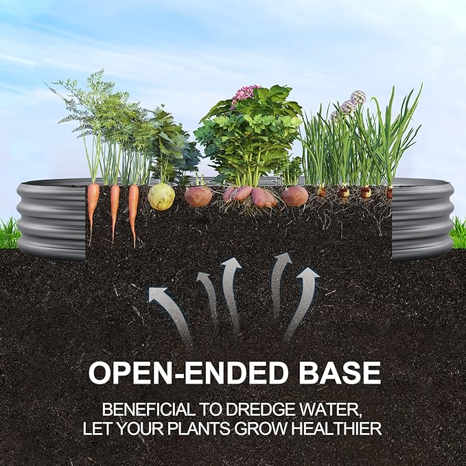 Land Guard 2Pcs Galvanized Raised Garden Bed Kit Galvanized Planter Oval Large Metal Raised Garden Boxes Outdoor for Vegetables (Modern Grey)