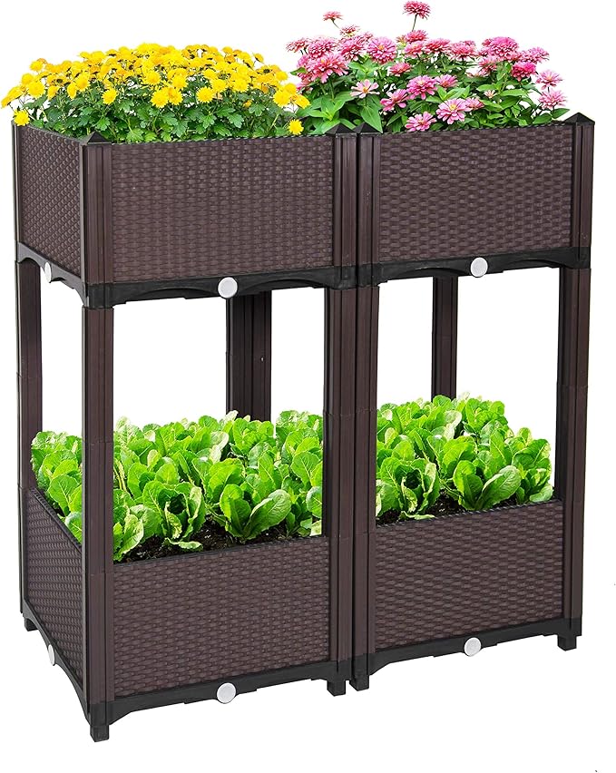 D'vine Dev Raised Beds - Elevated Garden Box with Drainage Plug Standing Planter Beds for Vegetable/Flower/Herb Gardening Kit RGB-4