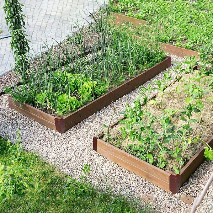 Therwen 8 Set Raised Garden Bed Corner Brackets with 128 Screws Fit Lumber up to 2 Inch x 12 Inch Metal Planter Box Rust Resistant Raised Bed Brackets for Vegetable Garden(Copper)