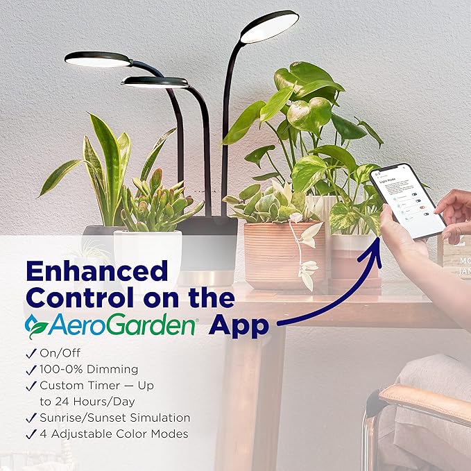 AeroGarden Trio Grow Light for Indoor Plants Grow Live Plants Anywhere in The Home Adjustable Light Modes Black
