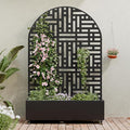 Casaphoria Metal Raised Garden Bed with Trellis and Wheels 72x47x16 Planter Box for Climbing Plants Vegetables &amp Vines Features Drainage Holes and Privacy Screen (Black-Helen)