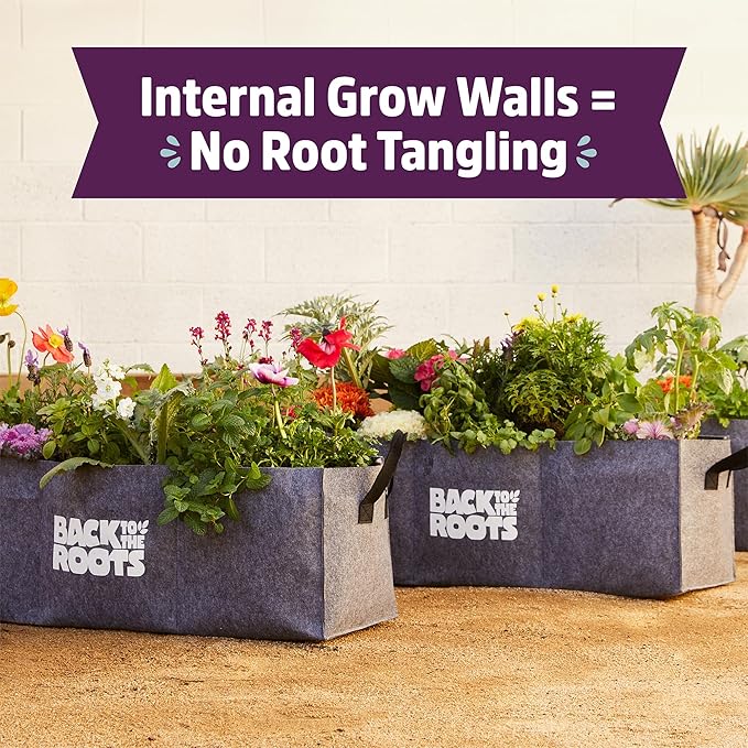 Back to the Roots Breathable Raised Bed (Provides More Oxygen to Roots) 3 Cu. Ft. No Assembly Needed Reusable &amp Weatherproof | (Pack of 6)