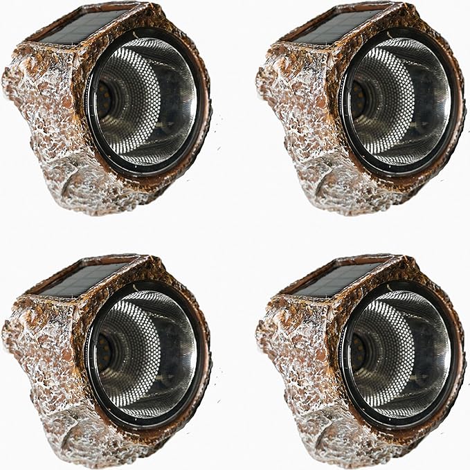 Solar Rock Light Led 4 Pack Waterproof Garden Stone Lights Outdoor Landscaping Spotlights Yard Patio Pathway Driveway …
