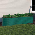 MUPATER Galvanized Raised Garden Bed 8x2x2ft 9-in-1 Metal Raised Planter Box with Aluminum Support Rods Oval for Outdoor Vegetable Flower Backyard and Patio Green
