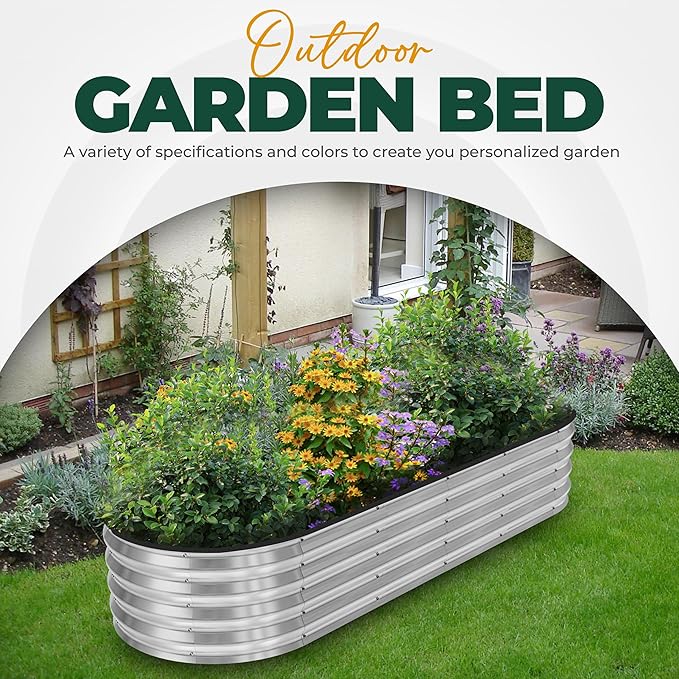 Utopia Home Galvanized Raised Garden Bed 6 by 2 feet Lightweight Planter Boxes Outdoor with Easy Assembly Large Garden Bed for Vegetables Fruits Flowers Silver Pack of 2
