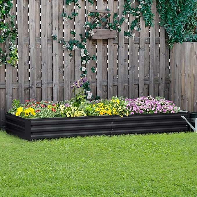 Galvanized Raised Garden Bed 7.9' x 3' x 1' Metal Planter Box for Growing Vegetables Flowers Herbs Succulents Gray
