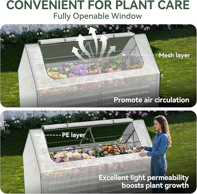 Raised Garden Bed with Self-Watering System 6x3x2 ft Elevated Planter Boxes Outdoor with PE Cover Galvanized Raised Beds for GardeningVegetablesFlowers Backyard Patio